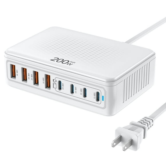 Estación de carga Auorld con cargador USB C de 200 W y 8 puertos para MacBook