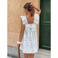 thumbnail image 5 of Purple Ditsy Floral Square Neck Cap Sleeve Bowknot Back Mini Dress For Women, 5 of 7