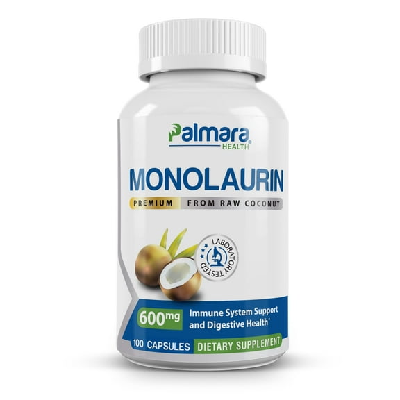 Monolaurin 600mg - Premium Dietary Supplement - 100 Vegan Capsules - Palmara Health