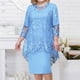 thumbnail image 1 of ICHUANYI Clearance Women's Plus Size Evening Dress Lace Embroidery Two Piece Set Temperament Fit Dress(Light Blue, XL) ICHUANYI WER2023081203504, 1 of 5