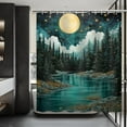 thumbnail image 4 of Forest Shower Curtain Lakes Mountain Shower Curtain Starry Night Shower Curtain Sky Stars Moon Nature Landscape Scenery Shower Curtains for Bathroom Decor Set with 12 Hooks 72x72 inches, 4 of 6