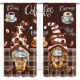thumbnail image 2 of Coffee Gnome Kitchen Curtains, Rustic Vintage Coffee Theme Latte Cappuccino Cafe Beans Brown Farmhouse Country Window Treatments Drapery for Living Room Bedroom Dining Room, 42"x63" Inch, 2 of 5