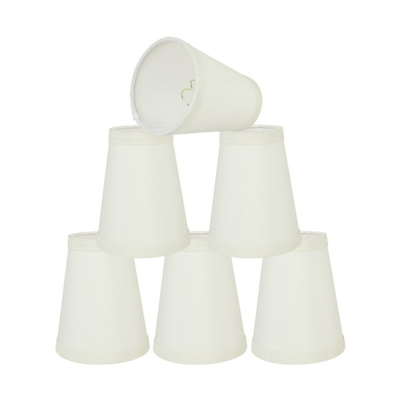 Aspen Creative 32666-6 Small Hardback Empire Shape Chandelier Clip-On Lamp Shade Set (6 Pack), Transitional Design in White, 4" bottom width (2 1/2" x 4" x 5" )