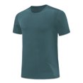 thumbnail image 3 of SSAAVKUY Men's T-Shirts Casual Knit Short Sleeve Crewneck Honeycomb Waffle Solid Knitted Pullover Tops Cutout Sports Tees Green XXL, 3 of 5