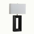 thumbnail image 4 of Julie Standing Table Lamp Ebony Wood Finish Weathered Brass White Linen Shade, 4 of 10
