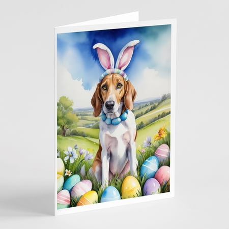 English Foxhound Easter Egg Hunt Greeting Cards Pack of 8 7 in x 5 in
