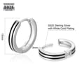 thumbnail image 3 of KRKC&CO Hoop Earrings for Men Black Stripe, S925 Sterling Silver, White Gold Plated, Hypoallergenic Earrings Hoop, Hip Hop Street-wear for, 3 of 7