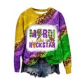 thumbnail image 4 of CEHVOM Chemises Mardi Gras pour Femmes Chandails en Molleton, Chandails en Molleton Mardi Gras Grande Taille, Chandails en Molleton à Manches Longues Col Rond Léopard Graphique Color Block, Chandail Tendance Tops de Carnaval T-Shirt Blouse, 4 of 6