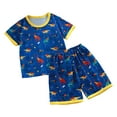 thumbnail image 1 of PMVFHDE Ensemble T-Shirt à Manches Courtes et Shorts Imprimé Dessin Animé pour Garçons, Col Rond Mignon avec Pantalon Assorti Tenue Décontractée pour Temps Chaud 2 Pcs Z25024A-Bleu Foncé, 3-4 Ans, 1 of 3