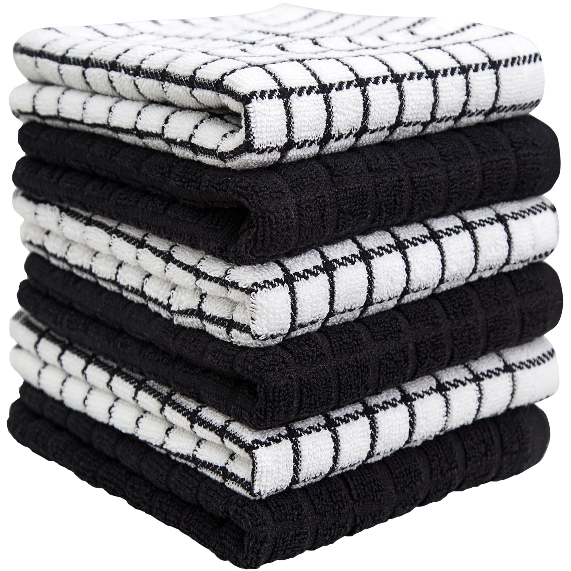 STRIPED LINEN KITCHEN TOWELS-BLACK - Privet House Supply