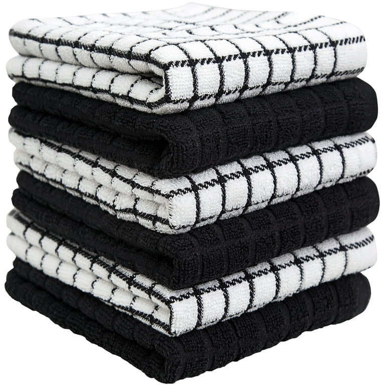 Kitchen Dish Towels- Set of 8- 16”x28”-Absorbent 100% Cotton Hand  Towel-Kitchen Icon Design in 4 Colors & 4 Solid Dishtowels for Drying by  Lavish Home
