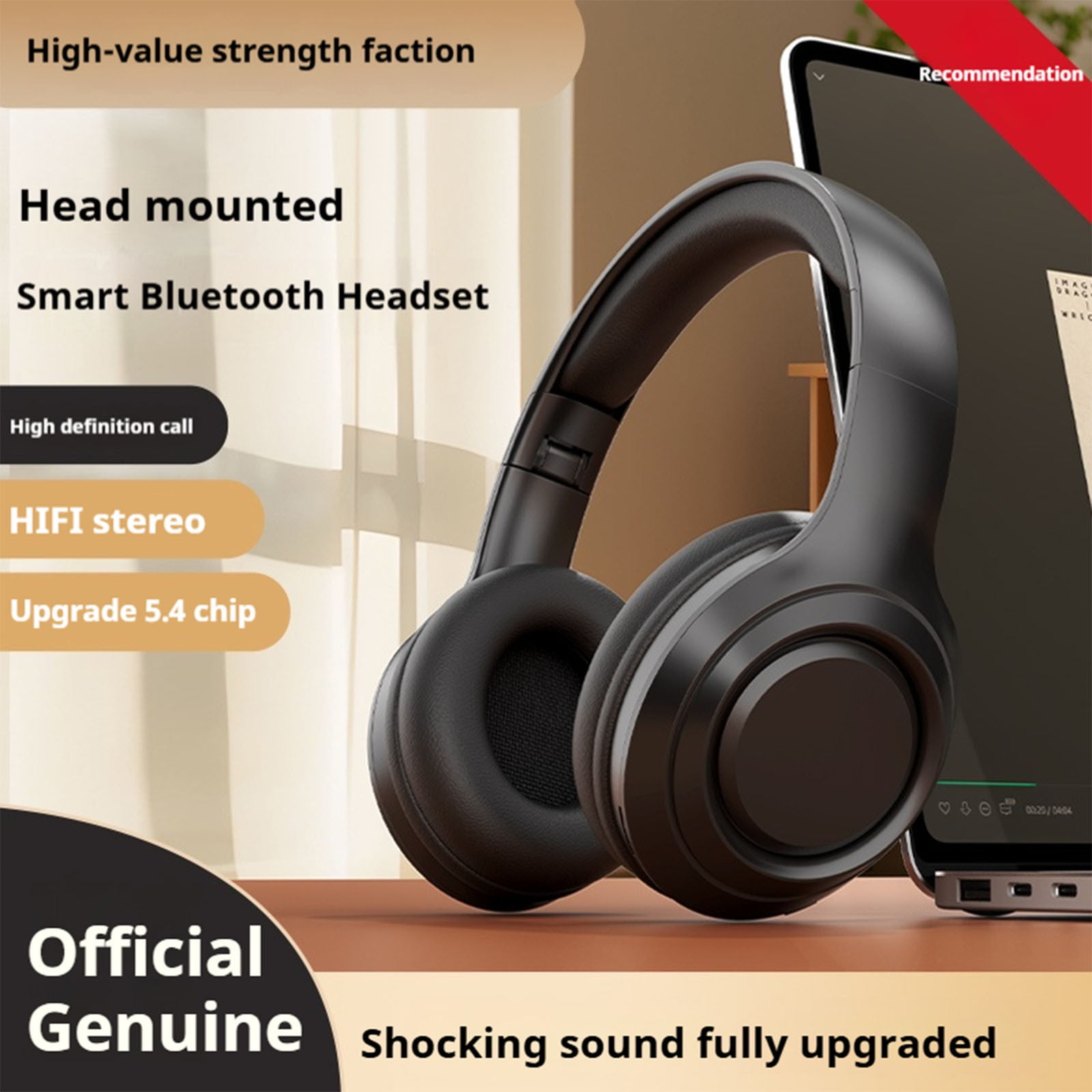 Wireless Bluetooth Over Ear Headphones Up to 28H Battery Life Headset with Microphone Gym Overhead Headphones Compatible with iOS & Android Mobile Phones, Computers, Laptop,Black