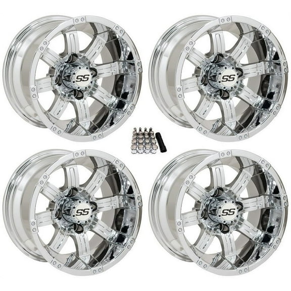 GTW Tempest 14" Golf Cart Wheels/Rims Chrome E-Z-GO & Club Car