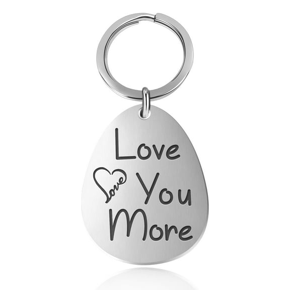 Divoti Boyfriend Girlfriend Gifts Anniversary Love You More Surgical Stainless Steel Pendant Keychain Key Tag