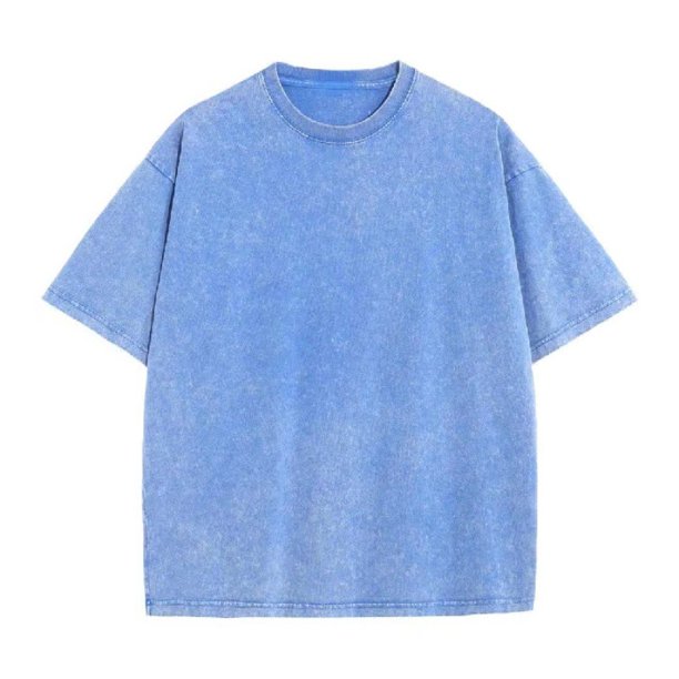 Camiseta de algodón grueso de 230 g, con lavado batik enhebrado, hombros anchos, manga corta