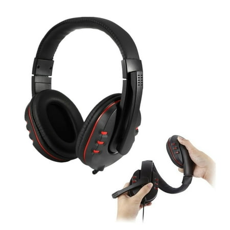 Leather USB Wired Stereo Micphone Headphone Mic Headset for Sony PS3 PS4 PC Game
