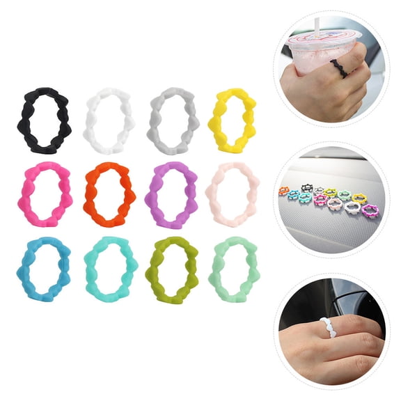 NIAIZEK cute silicone rings women Heart Shape Rings Assorted Color and Simple Design 12pcs