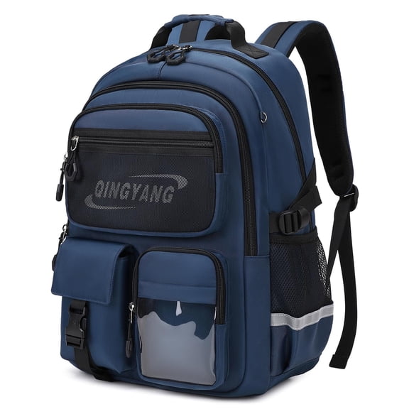 Boys School Backpack for Ages 10-22, Waterproof Laptop Bookbag Large Daypack with Reflective Strips for Middle High School College, Blue