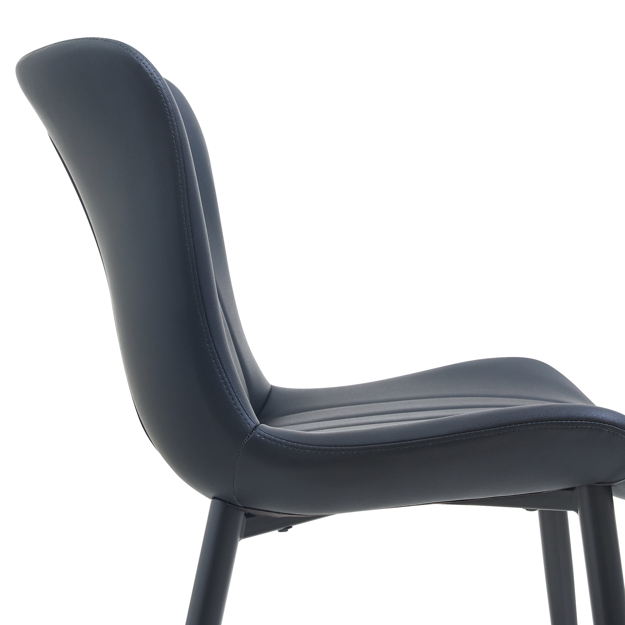 Euroco Mid-Century Modern Dining Chairs Set of 2, Accent Chairs with Curved Back and Iron Frame, Kitchen Side Chairs for Bedroom, Living Room,Dining Room,Black