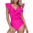 thumbnail image 2 of BSDJILFG Summer Swimsuits for Women One-Piece Bikini Stretch Quick Drying Flutter Trim Shoulder V-Neck High Waisted Bathing Suits, 2 of 4