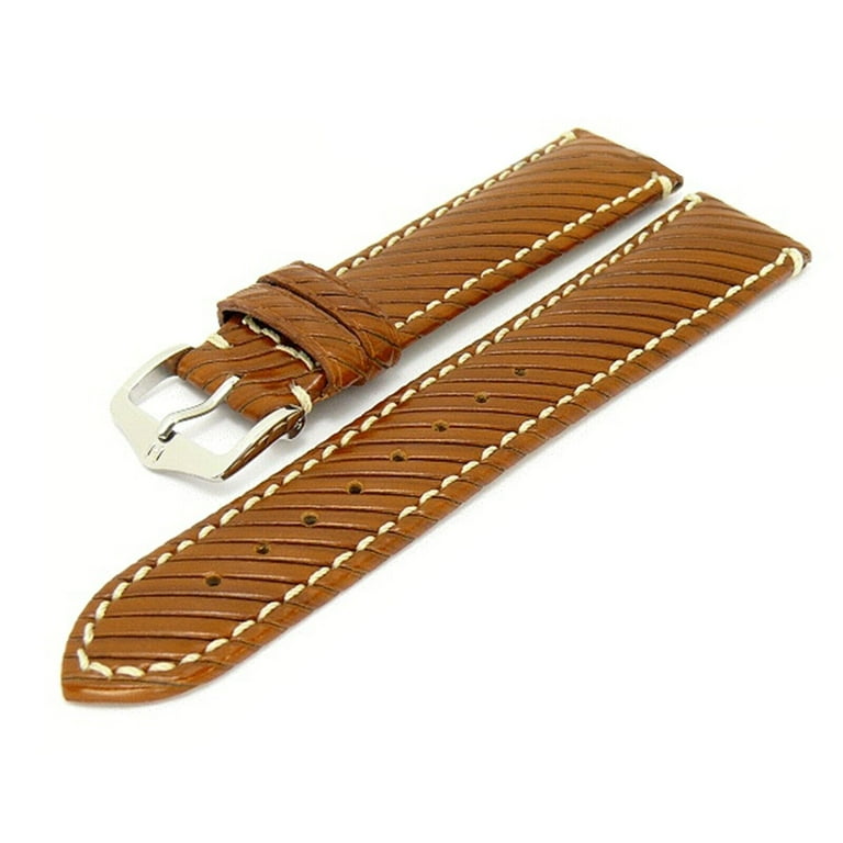 Hirsch Rivetta Leather Watch Strap - Golden Brown - L - 20mm