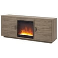 thumbnail image 4 of Evelyn&Zoe Dakota Rectangular TV Stand with Crystal Fireplace for TV's up to 65", Antiqued Gray Oak, 4 of 13