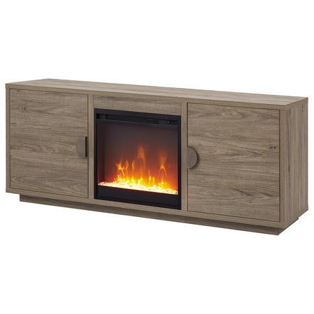 Camden&Wells - Dakota Crystal Fireplace TV Stand for Most TVs up to 65" - Antiqued Gray Oak