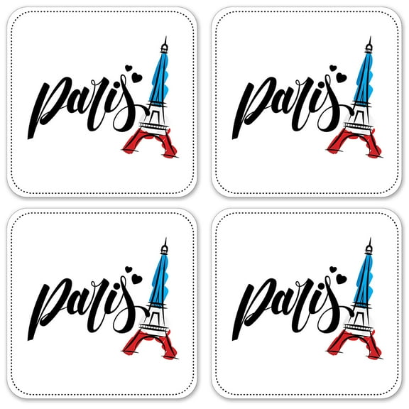 Vinyl Drink Coasters - Set of 4 - Paris