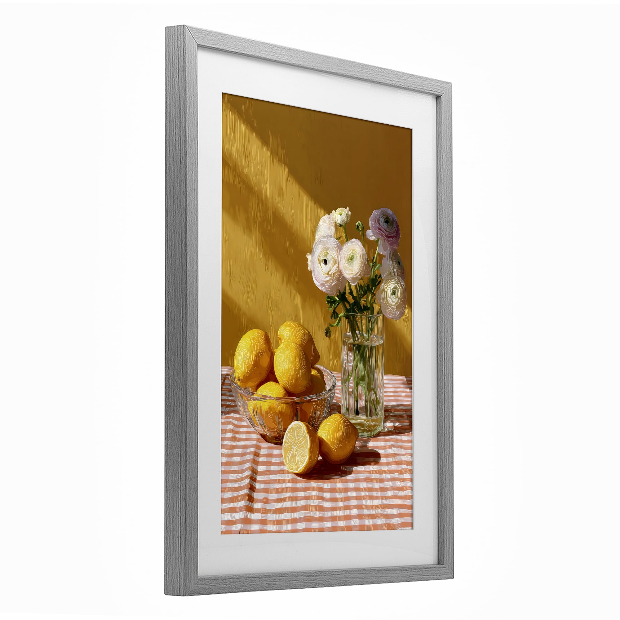 Stupell Industries Lemony Breakfast Arrangement Gray Framed Print Under Glass, design by Petal Prints Design