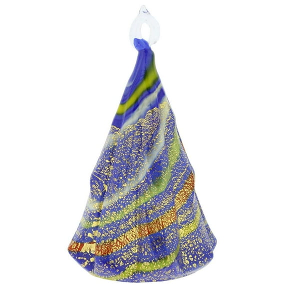 GlassOfVenice Murano Glass Christmas Tree Hanging Figurine - Blue