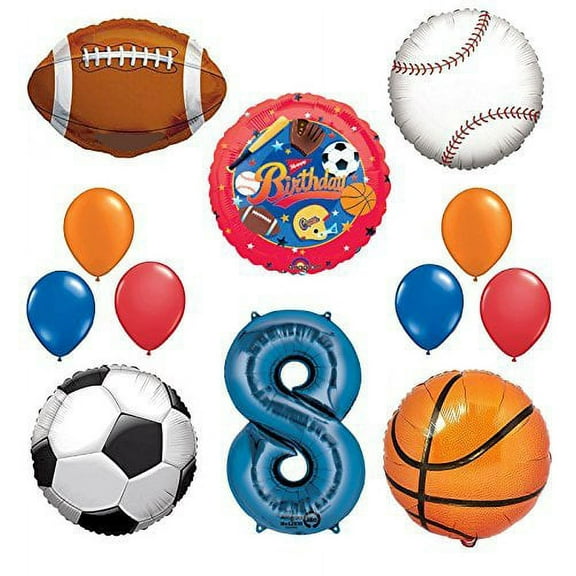 The Ultimate Sports Theme 8th Birthday Party Supplies and Balloon Decorating Kit