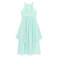 thumbnail image 4 of inhzoy Kids Girls Chiffon Flower Girls Dress Sequins Halter Neck Bridesmaid Wedding Evening Party Gowns Maxi Formal Dress Mint Green 8, 4 of 5