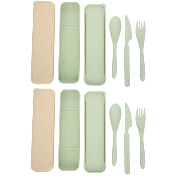 4 Sets Spoon Fork Set Portable Tableware Camping Food Utensil with Case