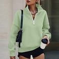 thumbnail image 7 of Domzest Womens Quarter Zip Pullover Long Sleeve Oversized Fleece Sweatshirts Trendy Collared Pullover Tops Daily Outfits Light Green M, 7 of 7