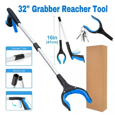 Collapsible Reach Gripper Pickup Tool with 360° Swivel Jaws, Gripping Reach Tool, 32 inches
