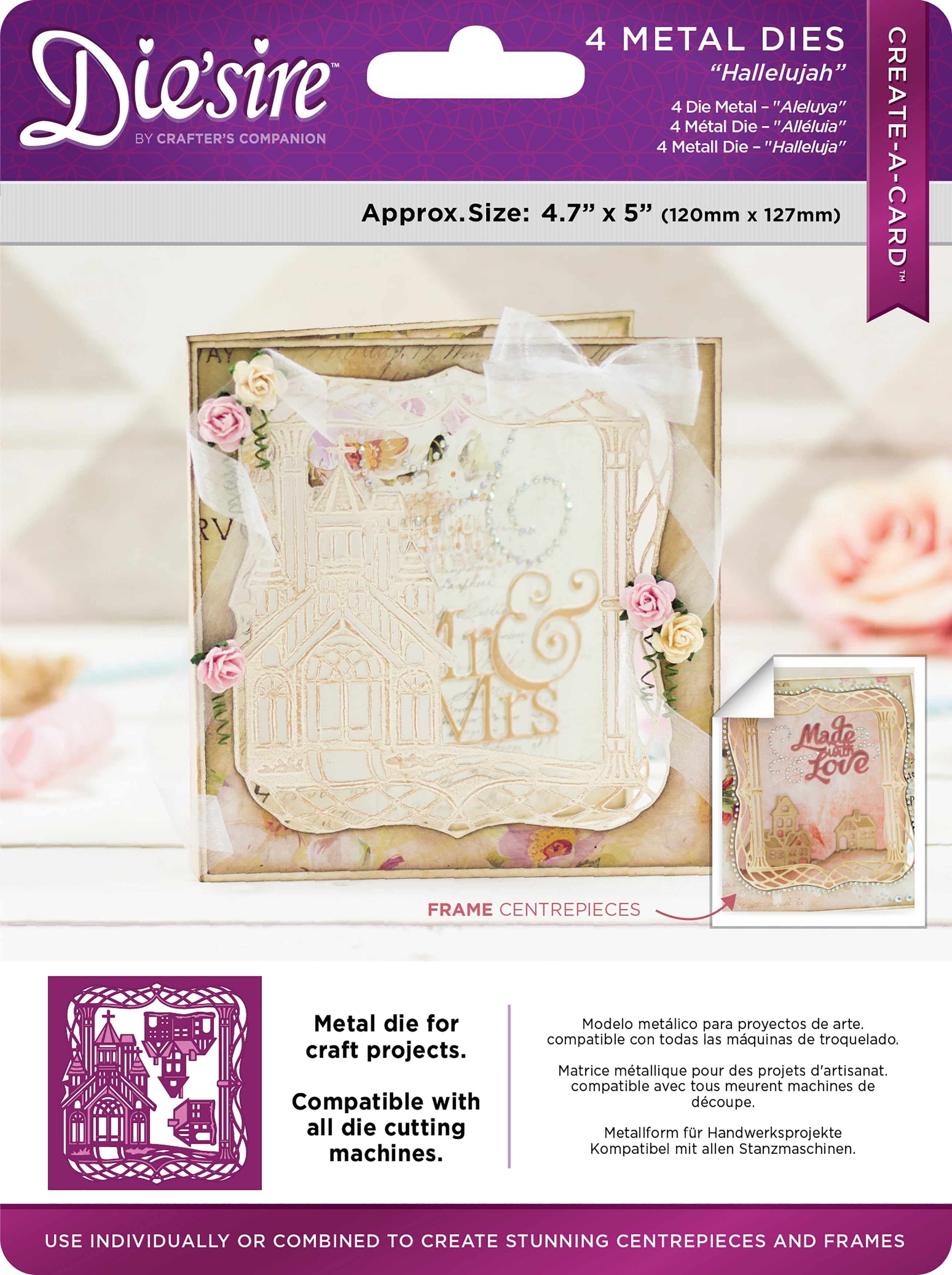 Die'sire Thin Metal Die - Silver, Create-a-Card Intricate Cut & Emboss Die For Crafting