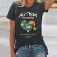 thumbnail image 2 of Wang6 Womens Oversized Short Sleeve Tshirts Casual Autism Awareness Love Educate Support Advocate Letter Printed Graphic Tees Summer Crew Neck Loose Fit Tops Dark Gray XXL, 2 of 3