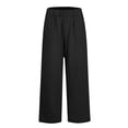 thumbnail image 6 of Conairie Women's Summer Solid Linen Elastic Waist Loose Wide Leg Casual Pants Black L, 6 of 7