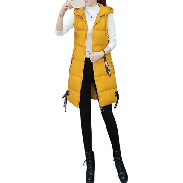 Guardurnaity Chaleco suelto con capucha de invierno, abrigo portátil a prueba de viento para mantener el calor con bolsillos, ropa cálida a la moda para Abrigos y chamarras Amarillo METRO Guardurnaity AP013324-12