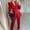 Red, variant on OKBOP Blazer Jackets for Women,Women's Solid Turn Down Collar Long Sleeve Coat Tops + Pants + Belt Trousers Suit Set