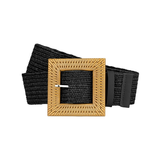 Cinturón elástico tejido ancho para mujer Inspire Chic negro