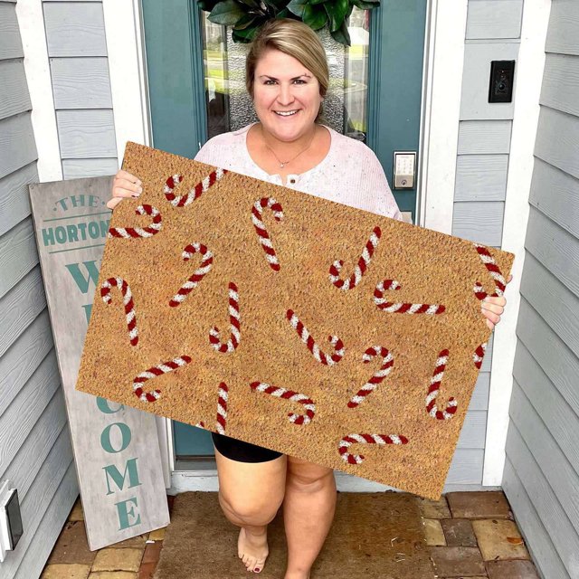 Festive Snowflake Holiday Doormat for Front Entryway Seasonal Welcome Mat with Character Design Ideal Indoor Outdoor Use