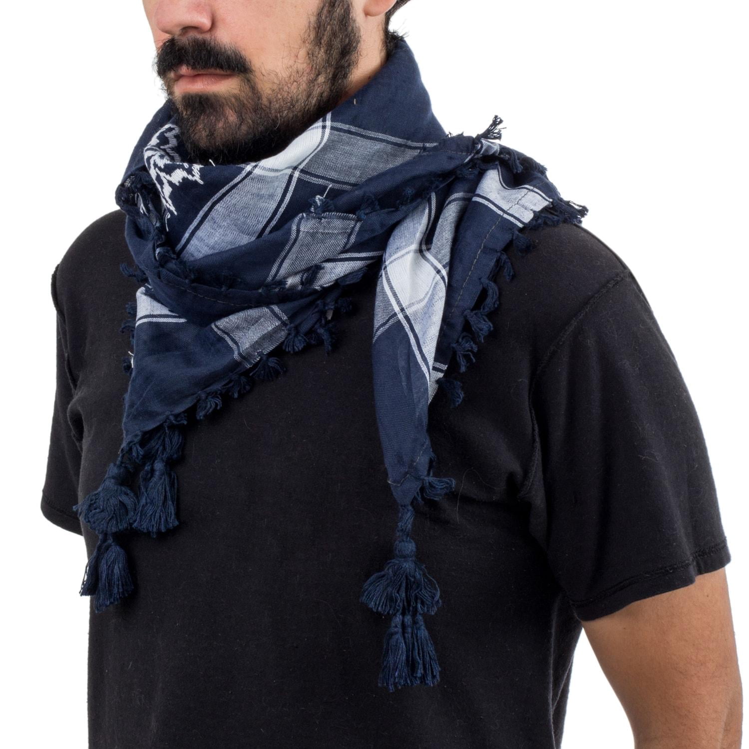 Freak Scene Kefiah Blu Marino - Sciarda Arafat Shemagh In Cotone 100% - Foulard Multiuso Uomo Donna