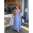 thumbnail image 6 of Women'S Skirt Sets 2 Piece Outfits Contrast Trim Ruffle Hem Tops and Maxi Skirt Vacation Set Blue M, 6 of 9