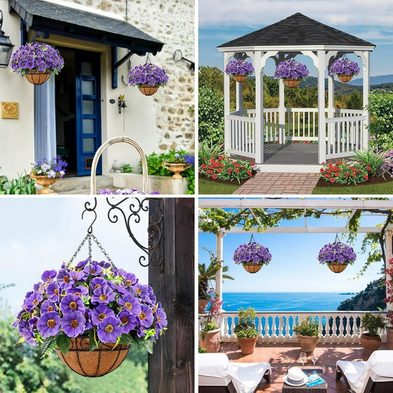 Hanging Baskets with Artificial Flowers,Outdoor uv Resistant