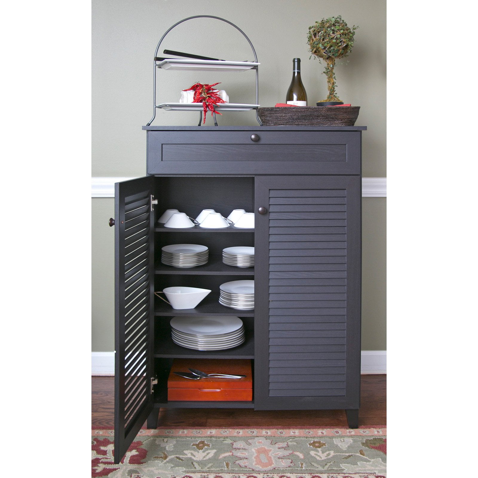 Harding Espresso Shoe Storage Cabinet Walmart