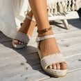 thumbnail image 4 of Women's Espadrilles Platform Wedge Sandals Beach Summer Linen Open Toe Ankle Strap Dress Sandals, 4 of 6