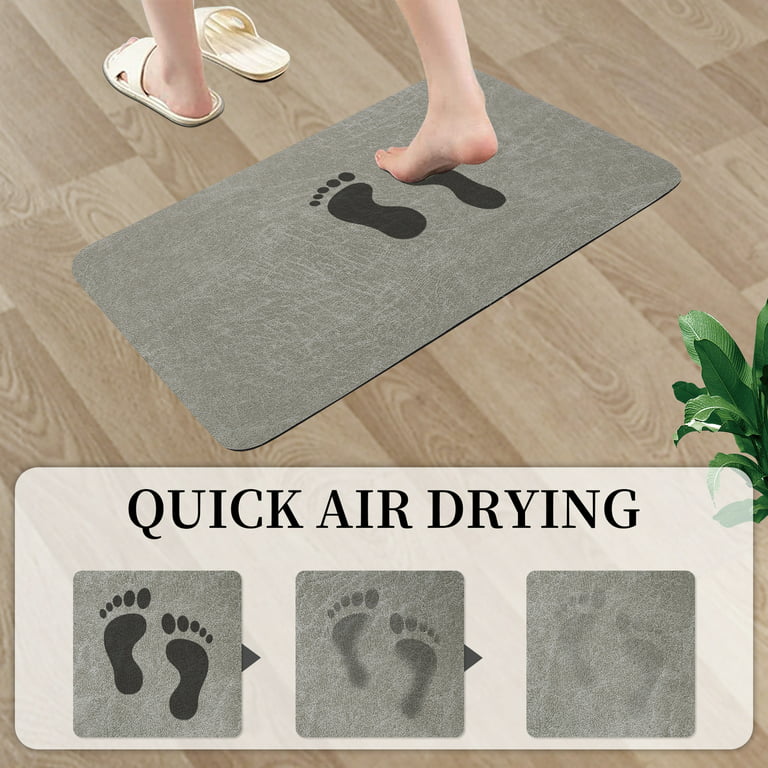 Bathroom Floor Mat, Absorbent Quick Dry Leather Rubber Backing Non Slip Bath  Rug 