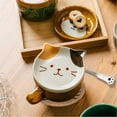 thumbnail image 7 of Cute Cat Mug Tea Cup Yellow Ceramic Coffee Mug with lid Tea Cups and Saucers Gifts for Cat Lovers 10oz, 7 of 7