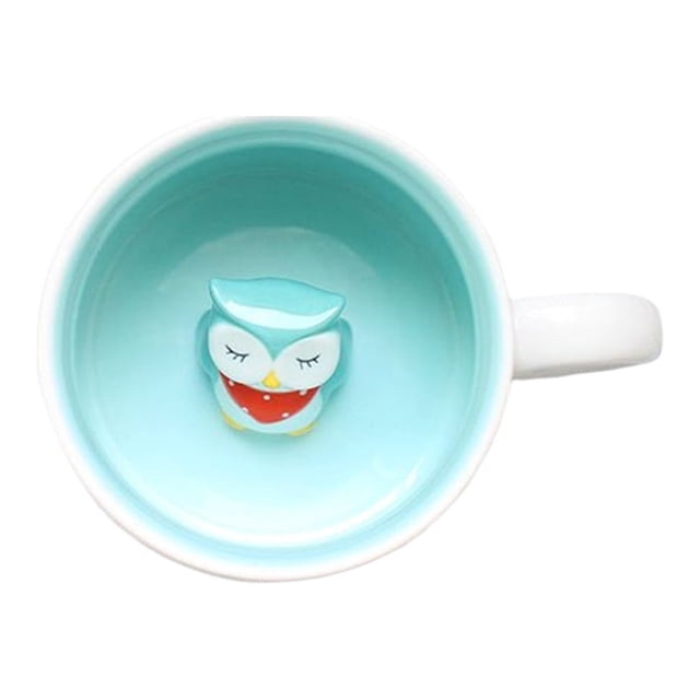 Matsuzay Taza de cerámica, tazas de agua con animales bonitos, tazas de té para el desayuno, botella encantadora, regalos novedosos, taza de Juegos de servir café y té Búho